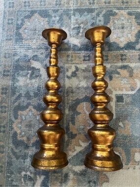 Gold Japan Vintage Candlestick Pair 15” Candle Holders